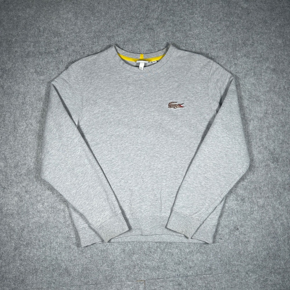 Lacoste Sweatshirt Men Large Gray National Geographic Animal Print Logo Pullover